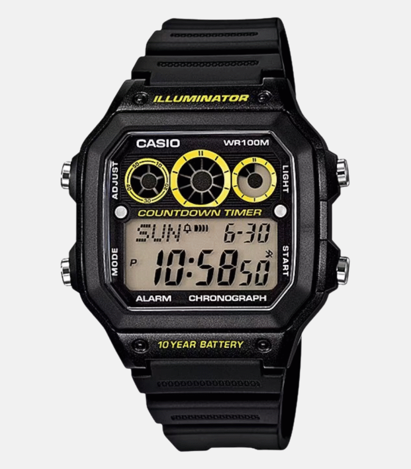 Montre Homme Casio - AE-1300WH-1AVDF - Bracelet en Résine noir - A1ffichage Numérique - Résistant à l'eau