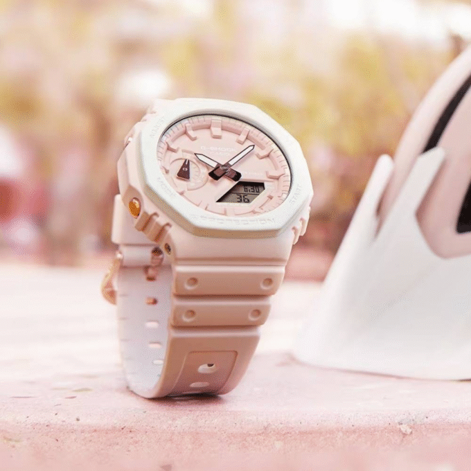 Montre Femme G-Shock - GA-2110SL-4A7DR - Bracelet en résine Rose - Affichage analogique - Numérique - Résistant à l'eau