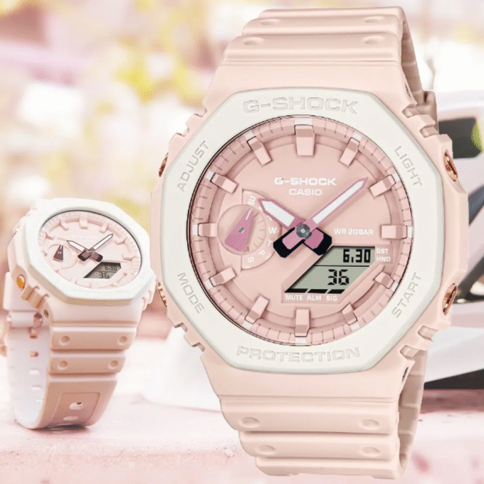 Montre Femme G-Shock - GA-2110SL-4A7DR - Bracelet en résine Rose - Affichage analogique - Numérique - Résistant à l'eau