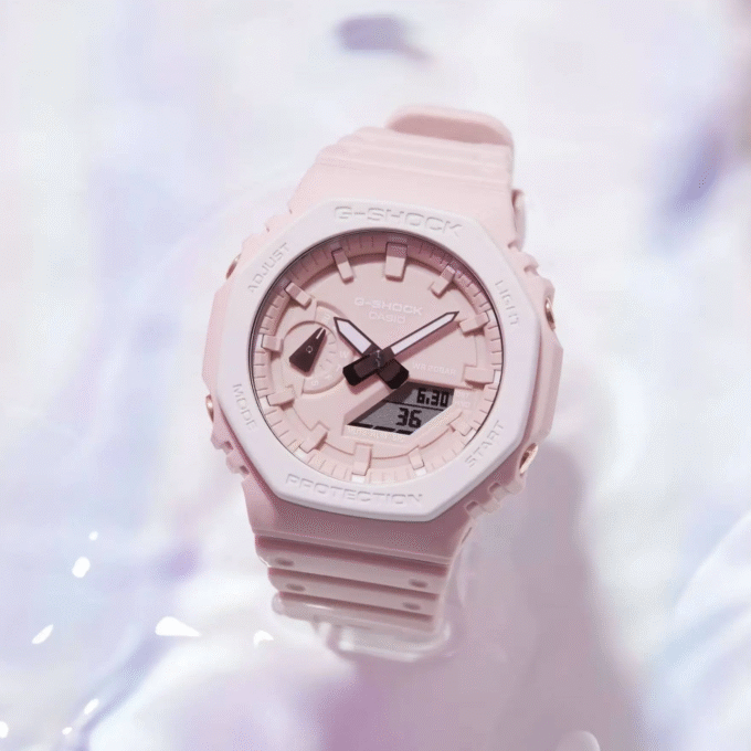 Montre Femme G-Shock - GA-2110SL-4A7DR - Bracelet en résine Rose - Affichage analogique - Numérique - Résistant à l'eau
