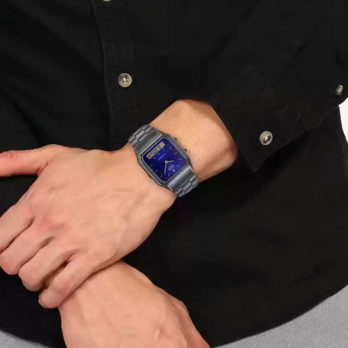 Montre Homme Casio - AQ-230GG-2ADF - Bracelet en Acier Inoxydable Noir - Analogique - Numérique - Résistant à l'eau