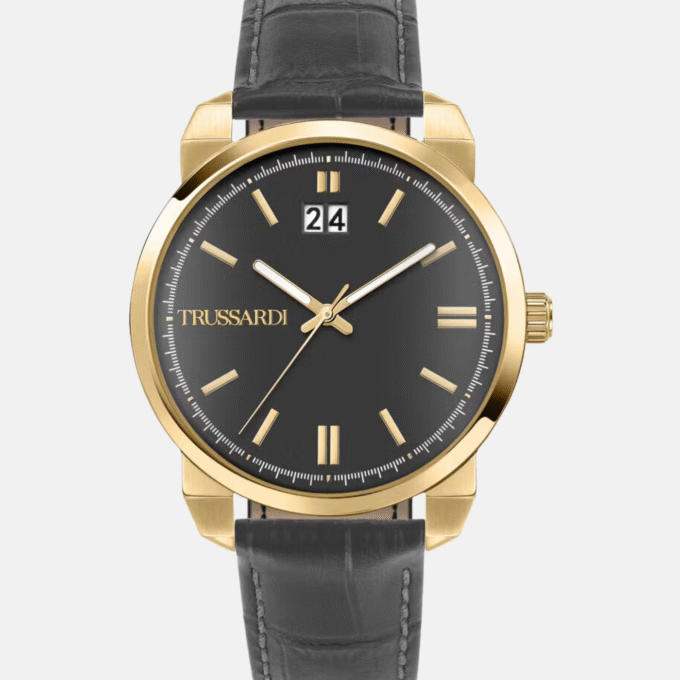 Montre Homme TRUSSARDI - R2451154002 - Bracelet en Cuir Noir - Affichage analogique - Résistant à l'eau
