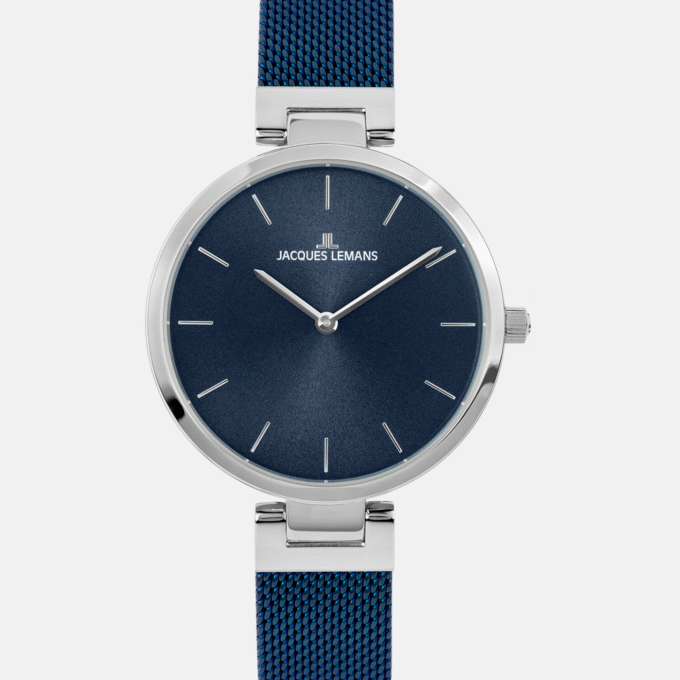 Montre Femme Jacques Lemans - 1-2110G - Bracelet en Acier inoxydable bleu - Affichage analogique - Résistant à l'eau