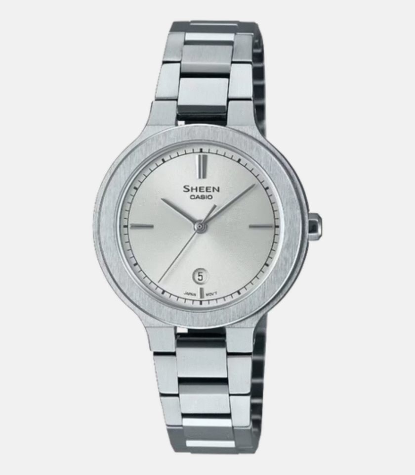 Montre Femme Casio SHEEN - SHE-4559D-7AUDF - Bracelet en Acier Inoxydable - Affichage analogique - Résistant à l'eau - Verre Saphir