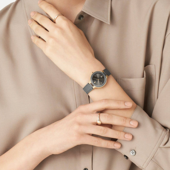 Montre Femme Casio SHEEN - SHE-4559GL-8AUDF - Bracelet en Cuir véritable Gris - Affichage analogique - Résistant à l'eau - Verre Saphir