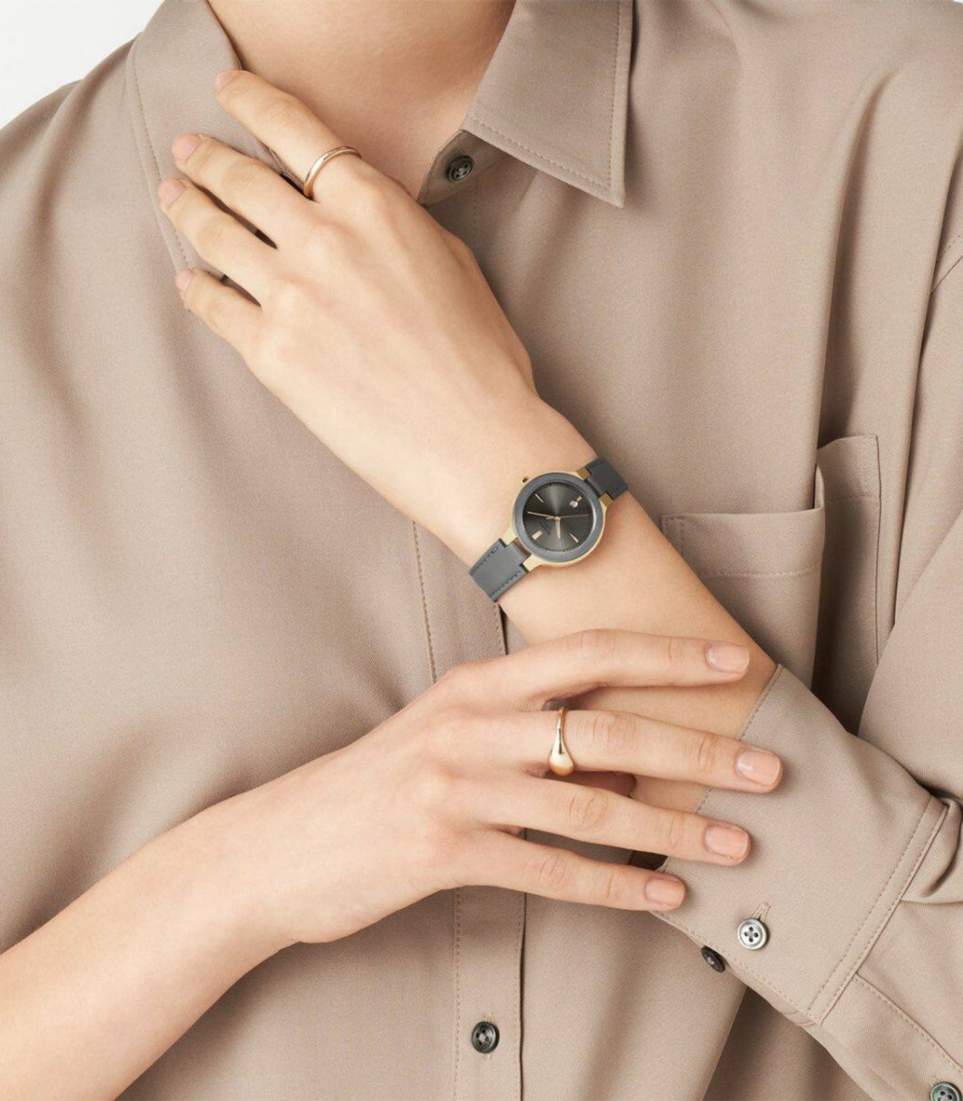 Montre Femme Casio SHEEN - SHE-4559GL-8AUDF - Bracelet en Cuir véritable Gris - Affichage analogique - Résistant à l'eau - Verre Saphir – Image 2