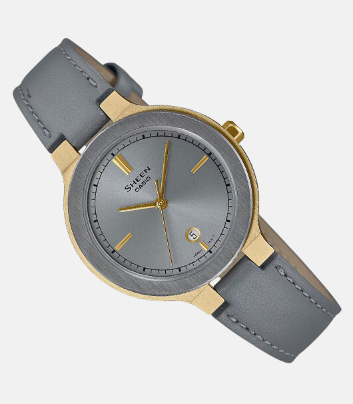 Montre Femme Casio SHEEN - SHE-4559GL-8AUDF - Bracelet en Cuir véritable Gris - Affichage analogique - Résistant à l'eau - Verre Saphir – Image 3