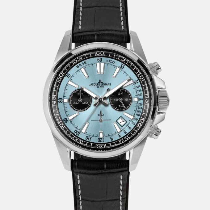 Montre Homme Jacques Lemans - 1-2117R - Bracelet en Cuir noir - Affichage analogique - Résistant à l'eau