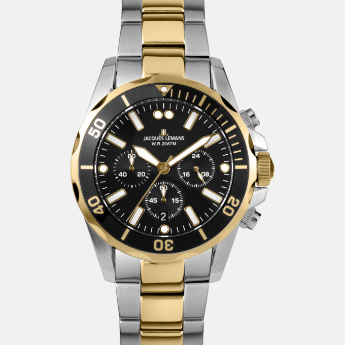 Montre Homme Jacques Lemans Liverpool 1-2091I - Bracelet en Acier Inoxydable - Or/Argent - Résistant à l'eau