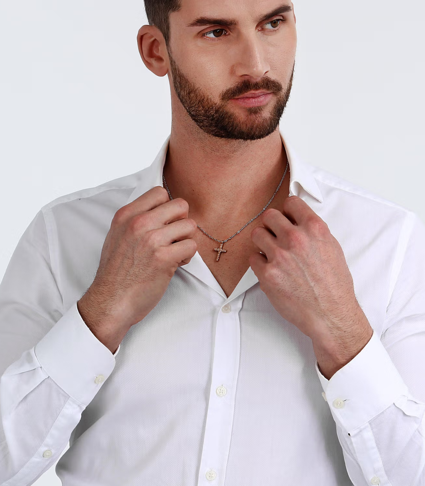 Collier homme Morellato Motown – Croix pendentif acier inoxydable – Argent et or rose – Certificat authenticité – Réf SALS76 – Image 3