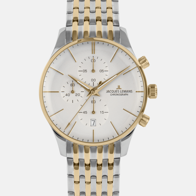 Montre Homme Jacques Lemans - 1-2163J - Bracelet en Acier Inoxydable bicolore - Affichage analogique - Résistant à l'eau