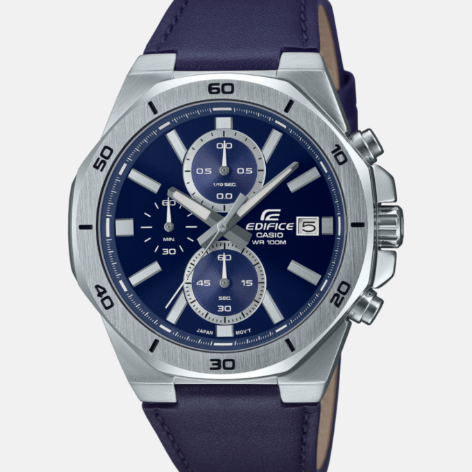 Montre Homme Casio EDIFICE - EFV-640L-2AVUDF - Bracelet en Cuir Véritable bleu - Affichage analogique - Résistant à l'eau