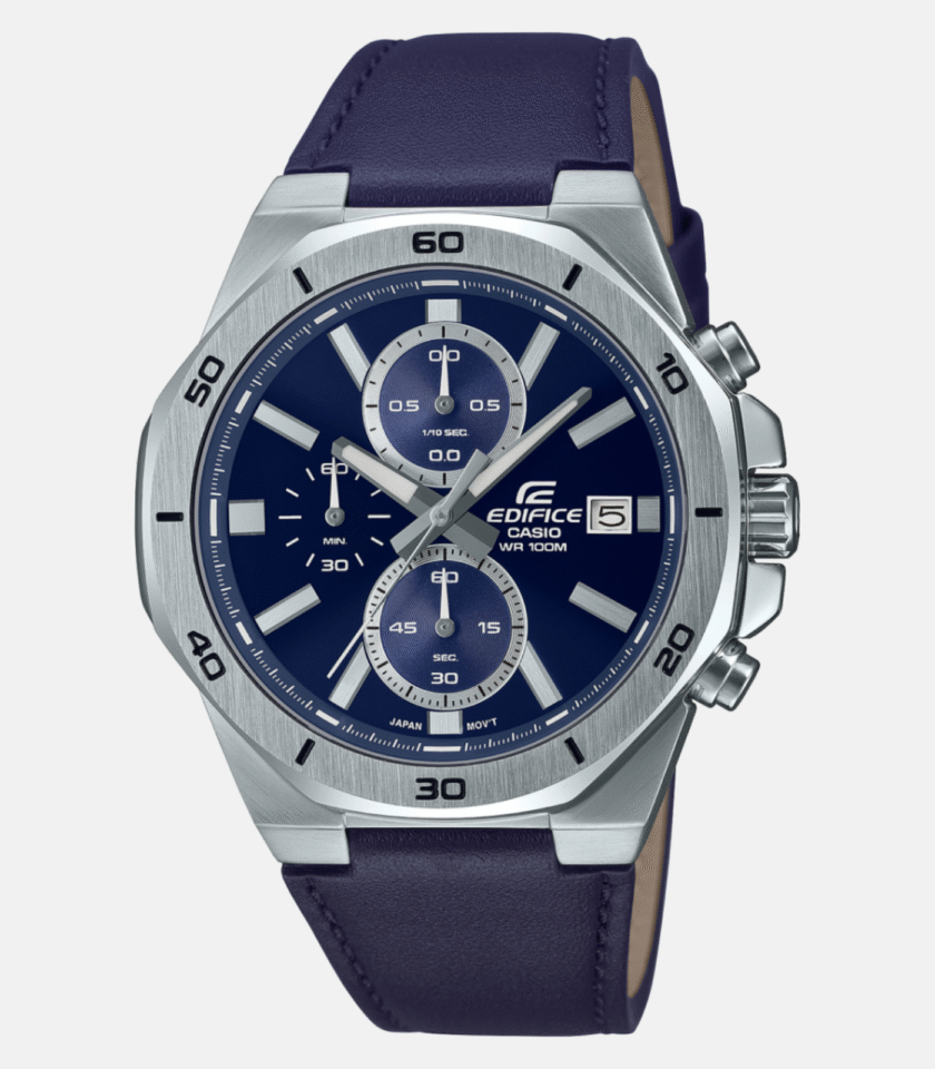 Montre Homme Casio EDIFICE - EFV-640L-2AVUDF - Bracelet en Cuir Véritable bleu - Affichage analogique - Résistant à l'eau