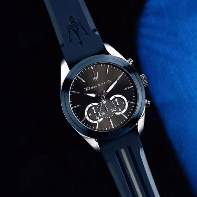 Montre Homme Maserati Traguardo - R8871612046 - Bracelet silicone Bleu