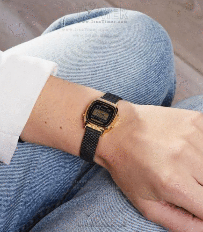 Montre Femme Casio - LA670WEMB-1DF - Bracelet en Acier Inoxydable Noir - Maille Milanaise - Affichage numérique - Résistant à l'eau – Image 2