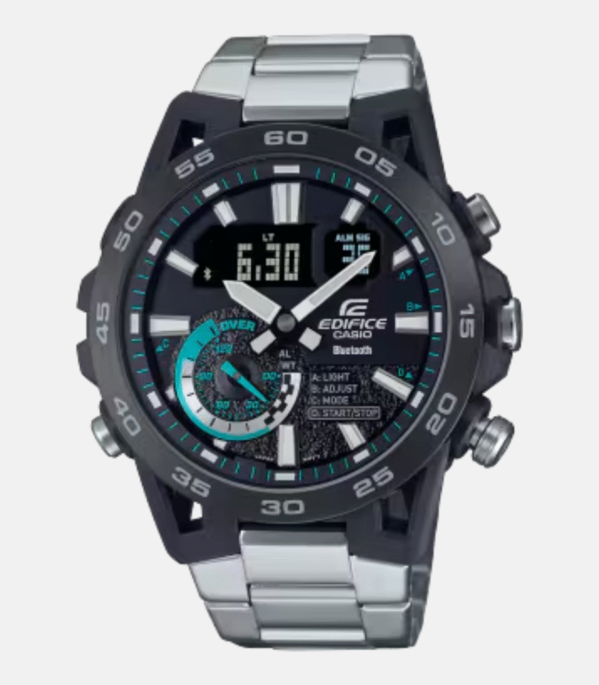 Montre Homme Casio Edifice - ECB-40DB-1ADF - Connectable via Bluetooth - Bracelet en Acier Inoxydable - Affichage analogique - Résistant à l'eau