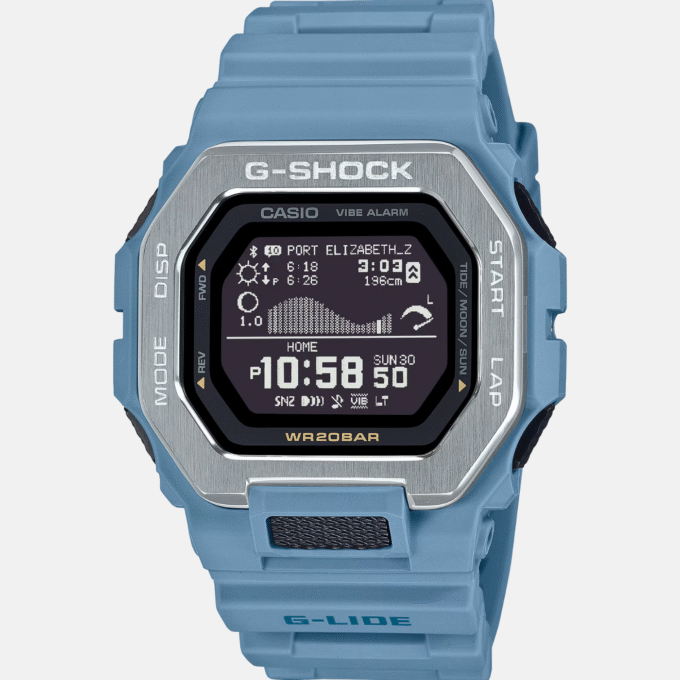 Montre Homme Casio G-SHOCK - GBX-100-2ADR - Bracelet en Résine Bleu Ciel - Affichage Numérique - Résistant à l'eau - Bluetooth