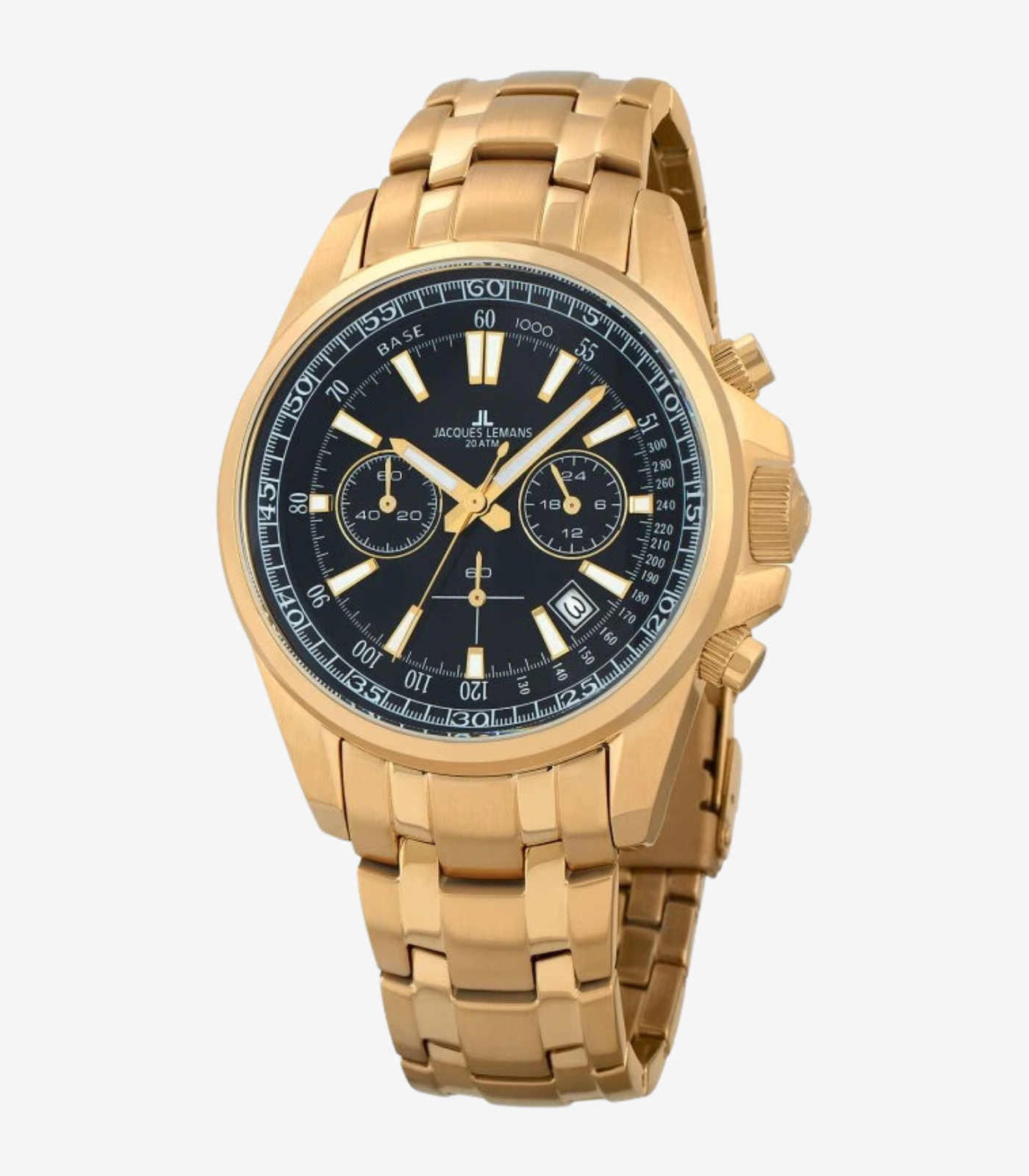 Montre Jacques Lemans 1-2117O - Montre Sportive Élégante pour Hommes avec Cadran Noir et Bracelet en Acier Inoxydable