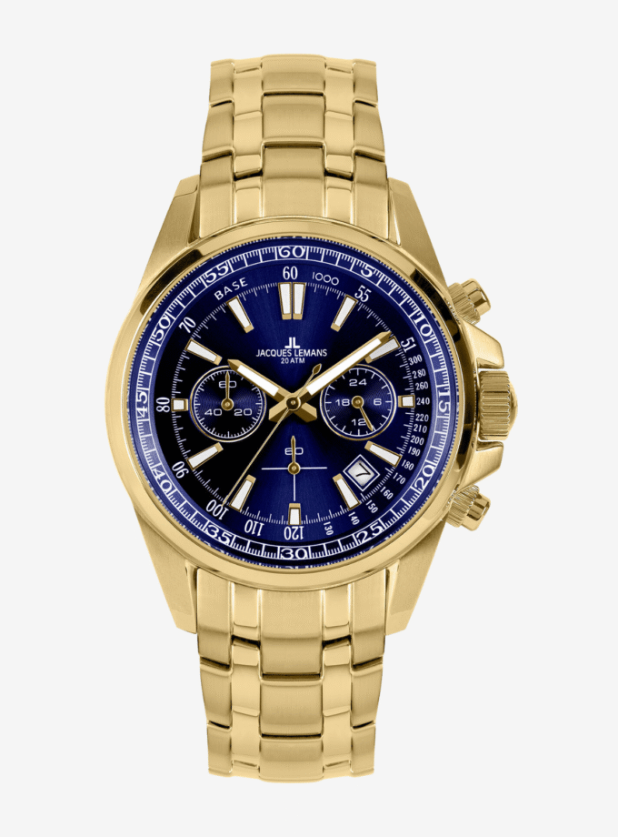 Montre Jacques Lemans 1-2117O - Montre Sportive Élégante pour Hommes avec Cadran Bleu et Bracelet en Acier Inoxydable