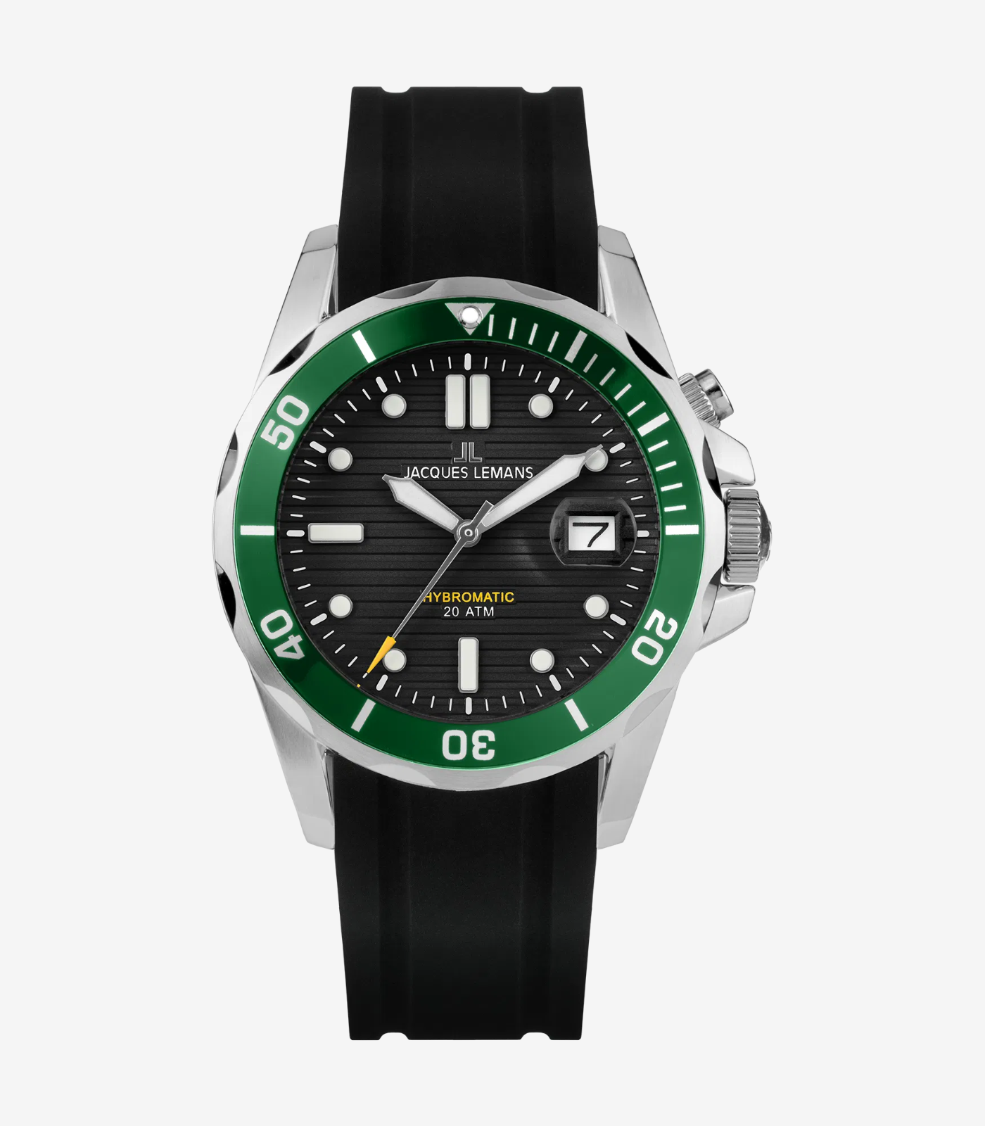 Montre Jacques Lemans 1-2170E - Montre Sportive Hybromatic pour Hommes avec Cadran Noir et Bracelet en Silicone