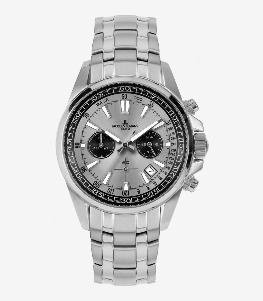 Montre Jacques Lemans 1-2117ZA - Montre Sportive pour Hommes avec Chronographe et Résistance à l'Eau de 200 Mètres - Verre Saphir