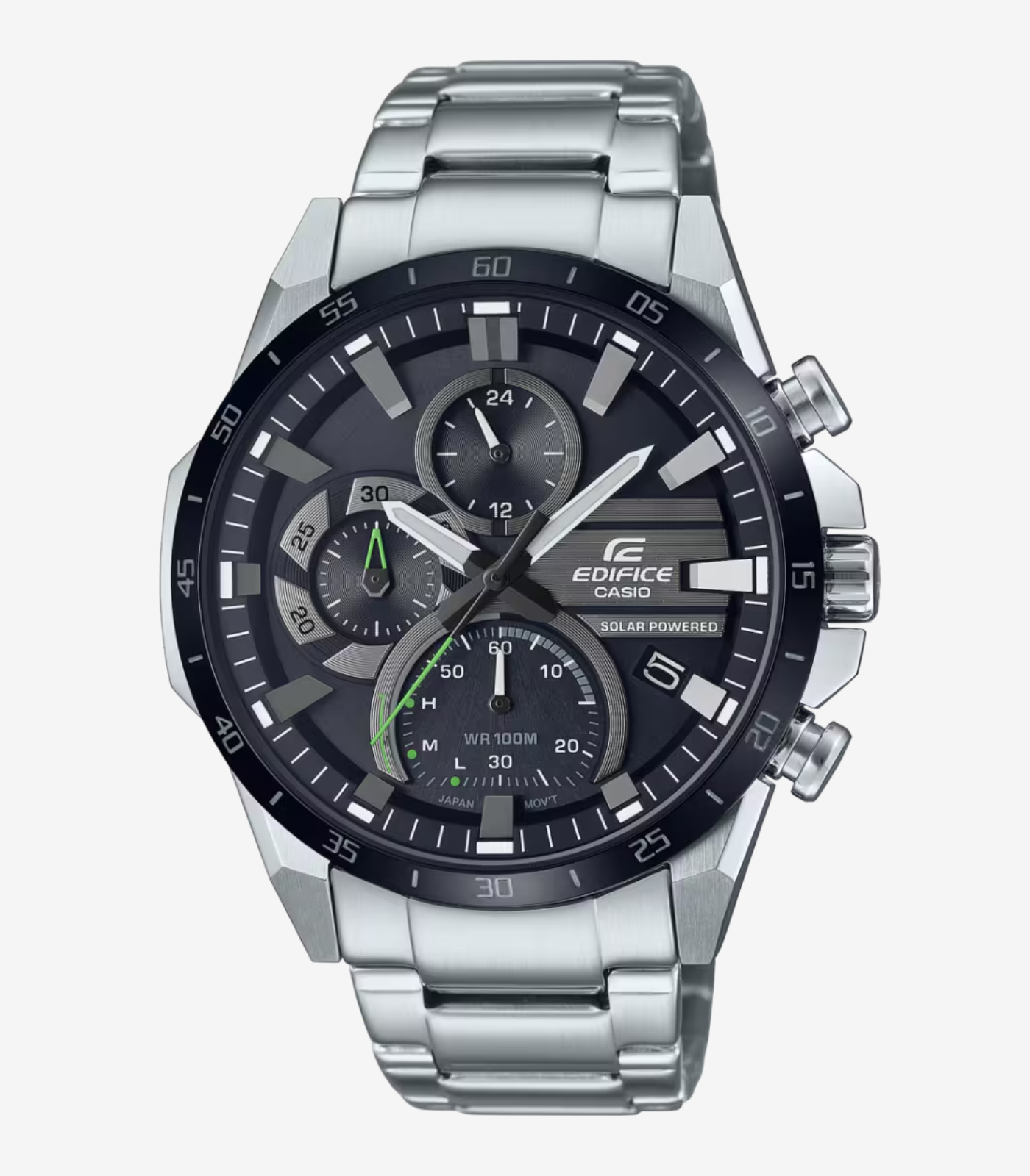 Montre Casio EQS-940DB-1AVUDF - Montre Solaire Sportive avec Chronographe et Résistance à l'Eau de 100 Mètres
