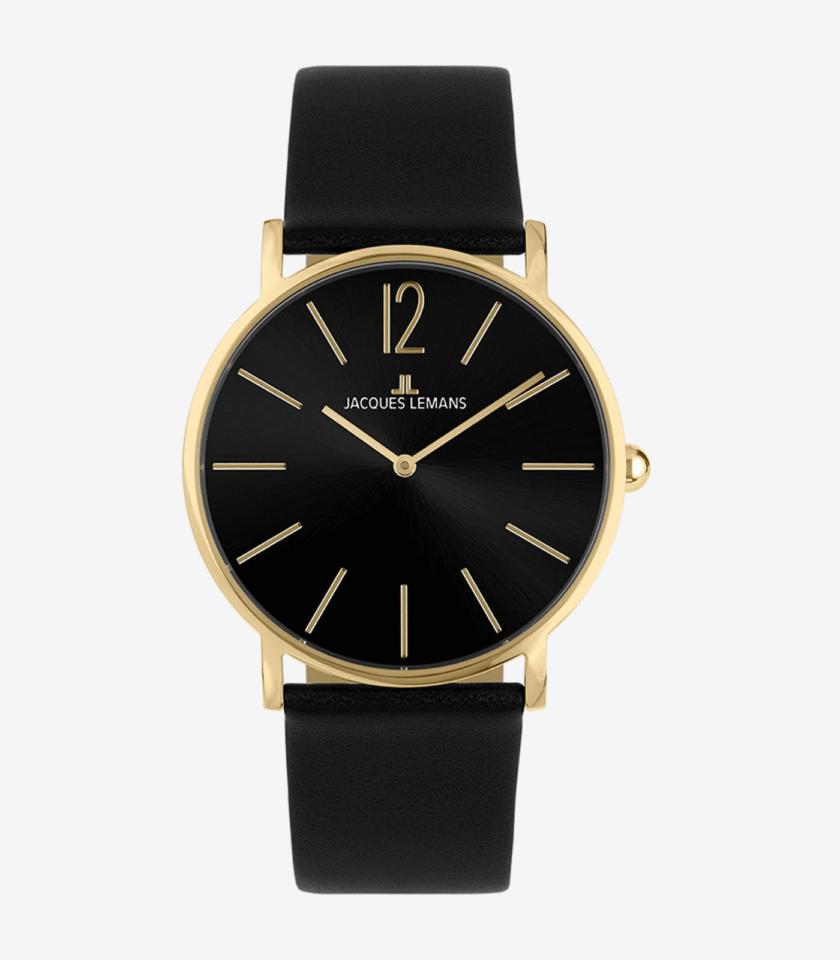 Montre Jacques Lemans 1-2030.1D - Élégante Montre à Quartz pour Hommes avec Cadran Noir et Bracelet en Cuir