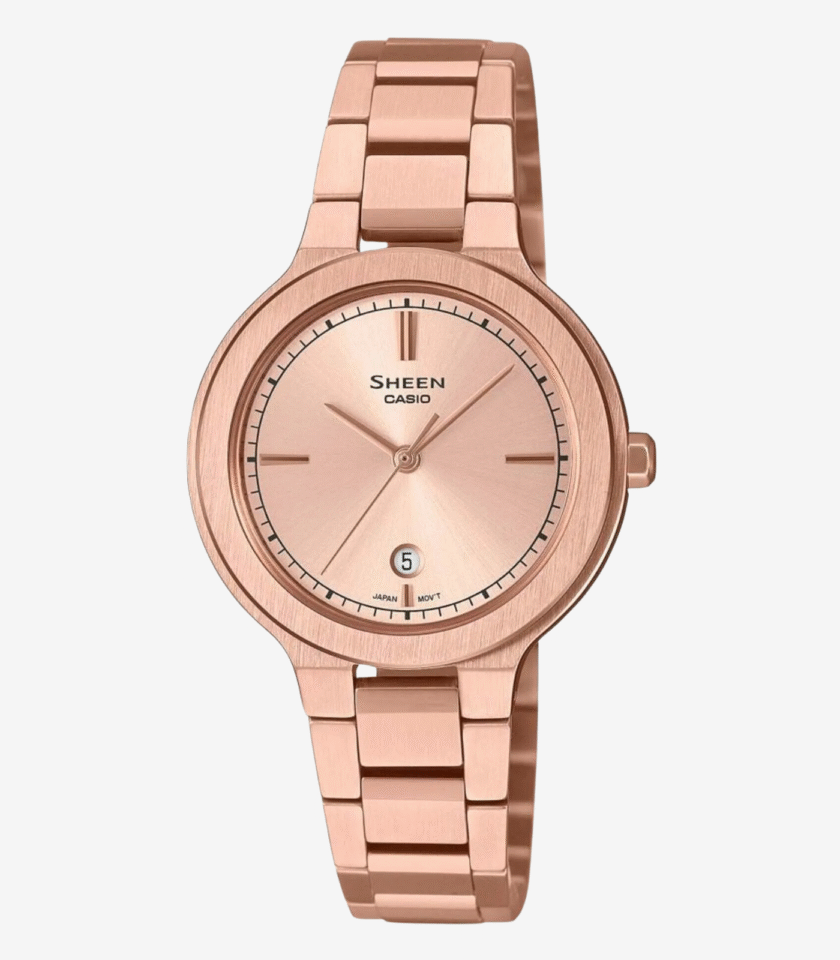 Montre Casio avec Boîtier en Acier Inoxydable et Bracelet en Acier Ionisé Or Rose - Résistance à l'Eau de 50 Mètres - Verre Saphir