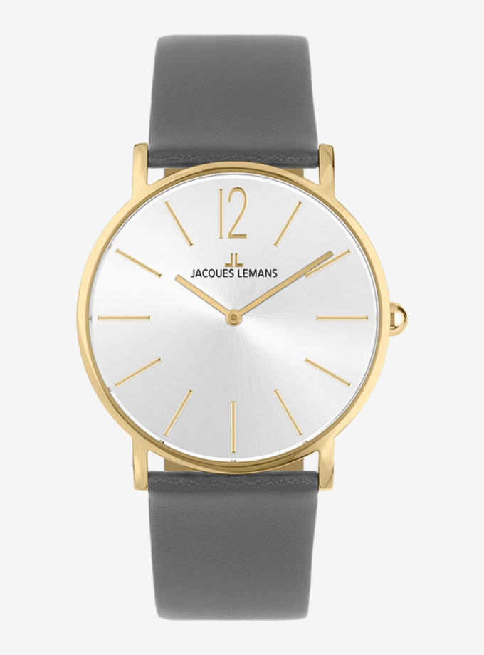 Montre Jacques Lemans - Élégante Montre à Quartz avec Cadran Argenté et Bracelet en Cuir pour Dames