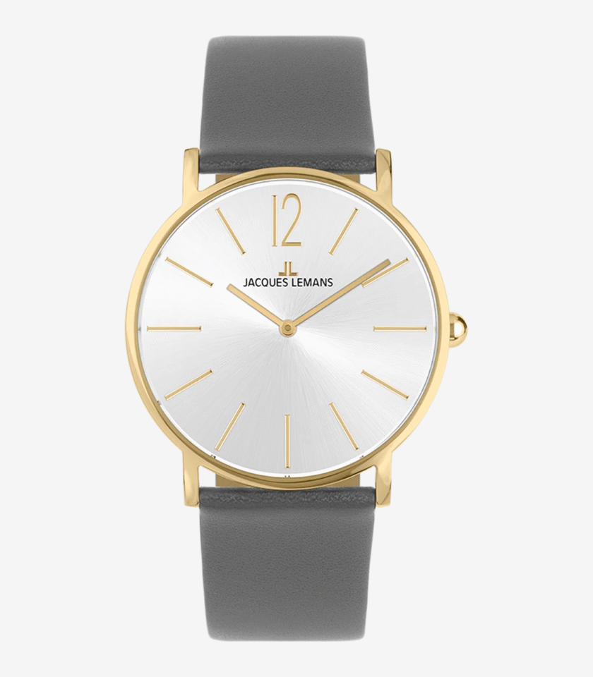 Montre Jacques Lemans - Élégante Montre à Quartz avec Cadran Argenté et Bracelet en Cuir pour Dames