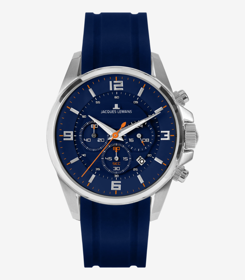 Montre Jacques Lémans 1-2118C - Montre à Quartz Élégante pour Hommes avec Cadran Bleu et Chronographe - Verre Saphir