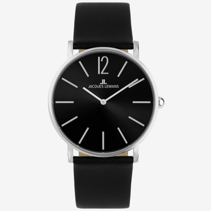 Montre Classique Jacques Lemans 1-2001L - Design Raffiné avec Verre Minéral Trempé avec Cadran Noir