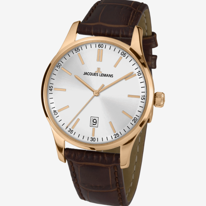 Jacques Lemans Londres 1-2026E - Montre Homme en Acier Inoxydable avec Bracelet en Cuir - Verre Saphir