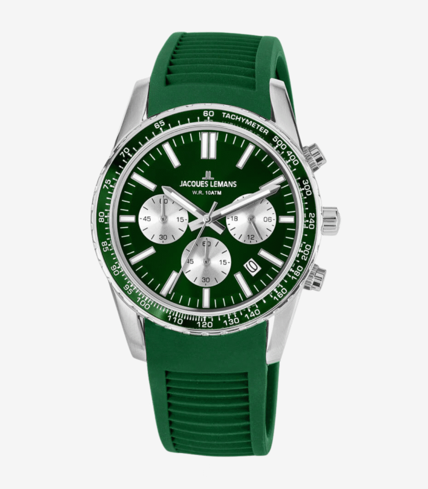 Montre Jacques Lemans 1-2059D - Élégance Sportive avec Cadran Vert Foncé
