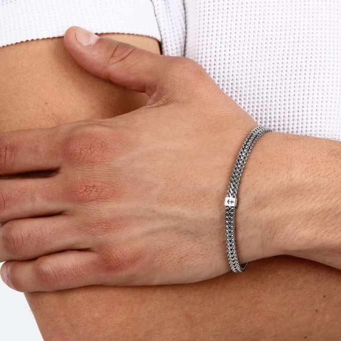 Bracelet Homme Sector Marine SAGJ27 - Inoxydable avec Émail - Chaîne Argentée 19|3 cm