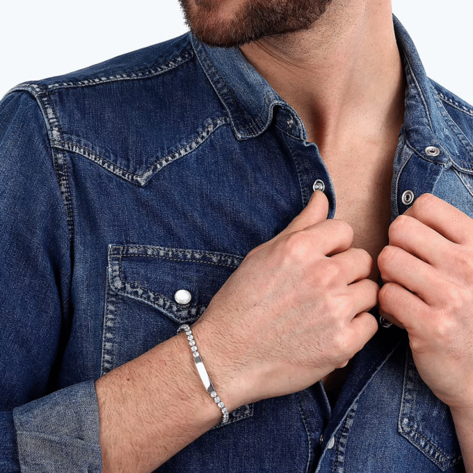 Bracelet Sector Tennis SANN49 - Style Raffiné en Argent avec Perles de Zircon Blanc - Garantie 2 Ans