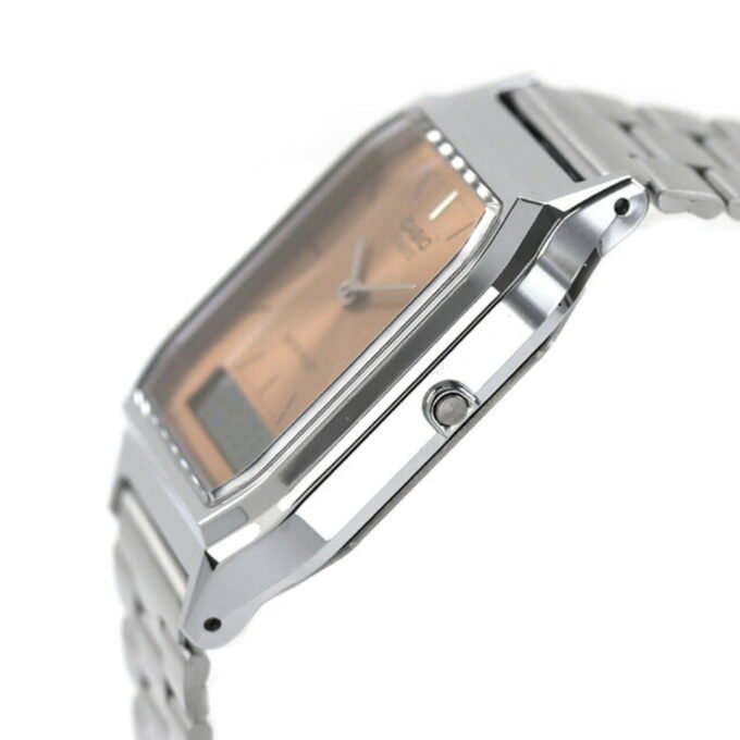 Montre Casio AQ-230A-4AMQYDF - Homme - Double affichage analogique et digital, Alarme, Chronomètre, Bracelet acier inoxydable - Couleur argentée - Référence AQ-230A-4AMQYDF