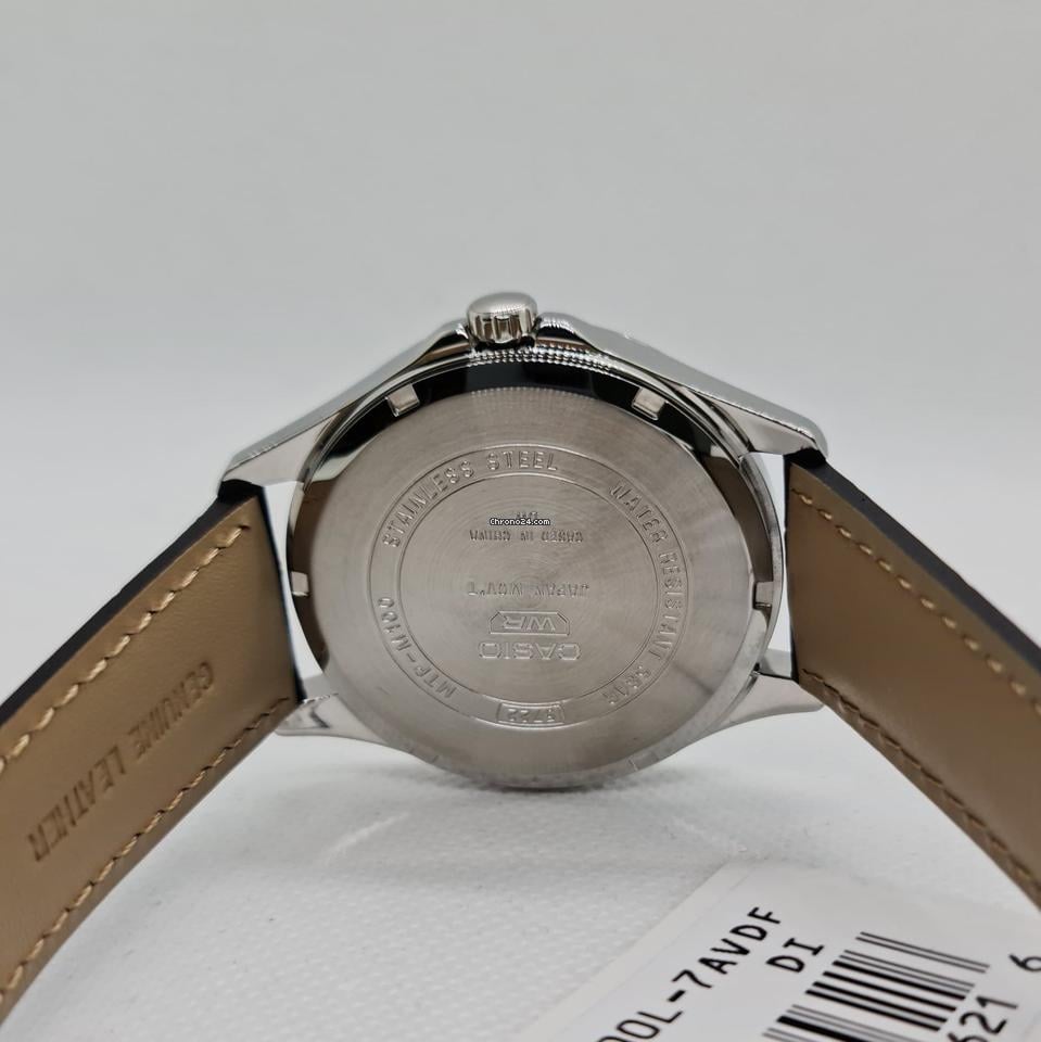 casio mtp m100l 7avdf montre homme en acier inoxydable avec bracelet en cuir