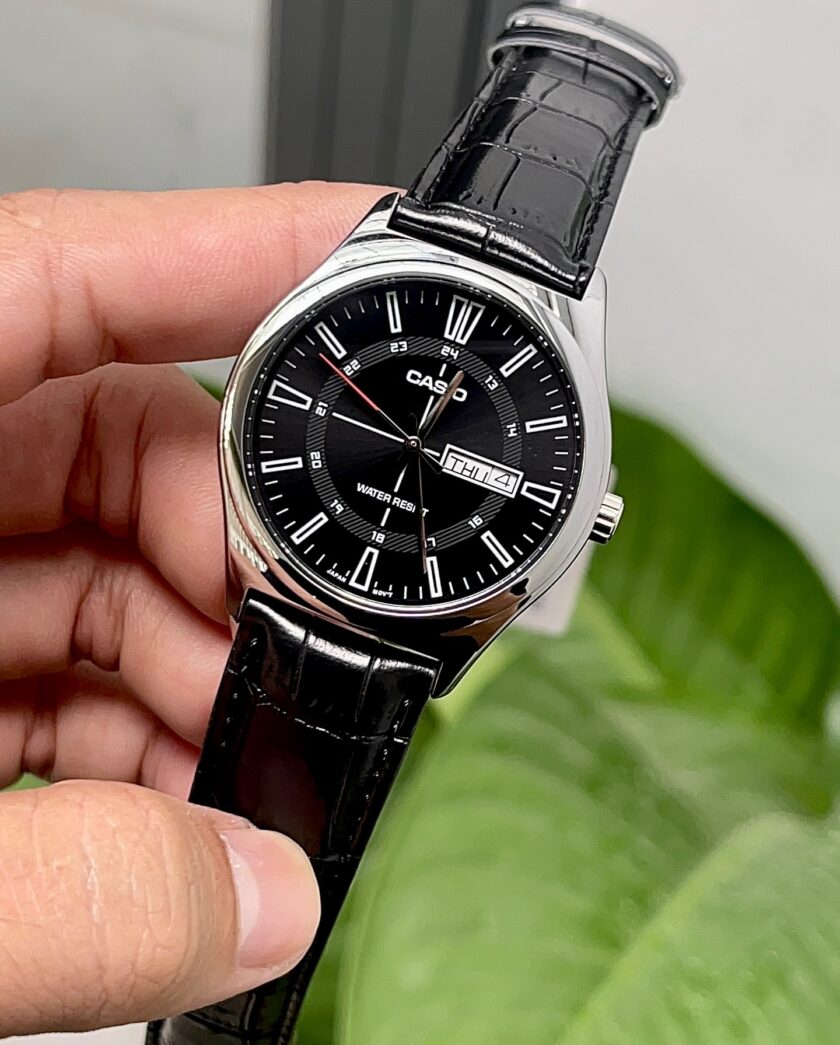 montre homme casio mtp v006l 1cudf bracelet en cuir noir affichage analogique résistant à l'eau