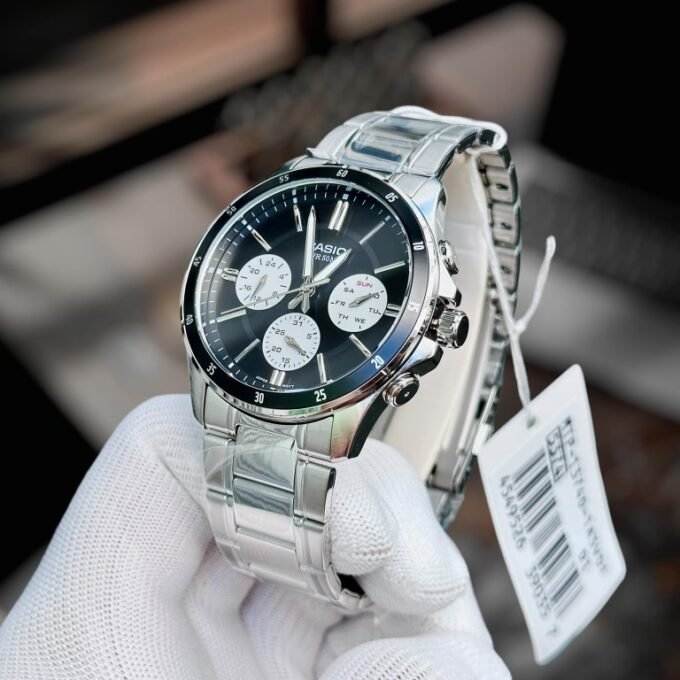 Montre Classique Homme - Casio MTP-1374D-1A3VDF - Acier Inoxydable, Bracelet Métal, Cadran Noir, Étanche - Boutique Aïwatch