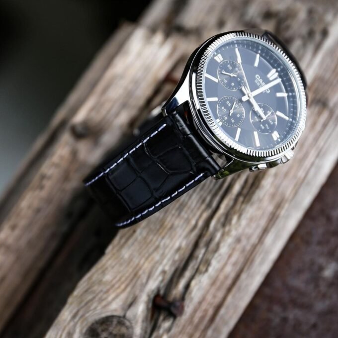 Montre Casio Homme - MTP-1375L-1AVDF - Bracelet Noir En Cuir Véritable - Résistante À L'Eau - 12 Mois De Garantie