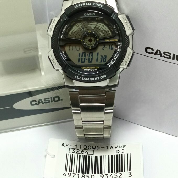 Montre Homme Casio - AE-1100WD-1AVDF - Bracelet en Acier Inoxydable - Affichage Numérique - Résistant à l'eau