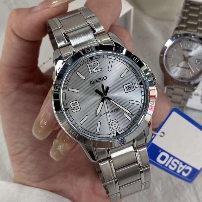 montre bracelet homme casio collection mtp v004d 7b2udf bracelet gris en acier inoxydable résistante à l'eau