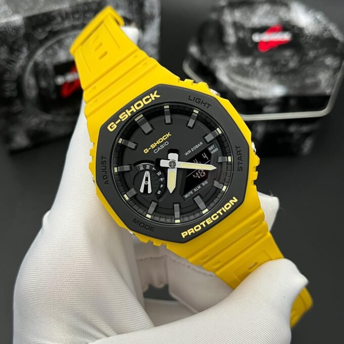 Montre Homme Casio G-Shock GA-2110SU-9ADR - Bracelet Jaune En Silicone - Résistance à l'eau 200 Mètres