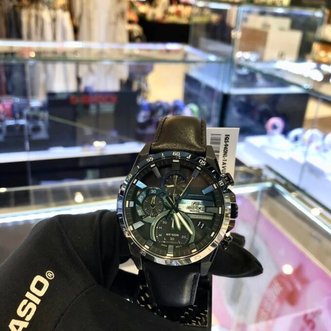 Montre Chronographe Casio Edifice Eqs-940Nl-1Avudf Pour Homme Avec Bracelet En Cuir - Verre Saphir