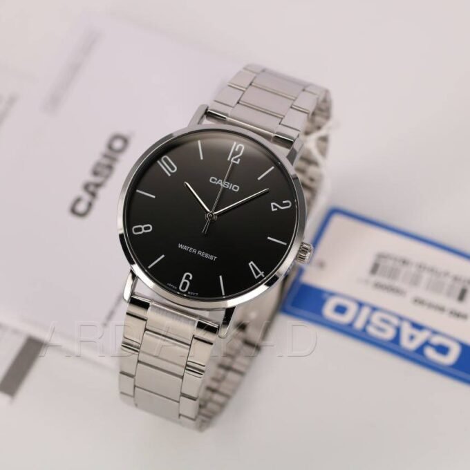 Montre CASIO Homme - MTP-VT01D-1B2UDF - Bracelet Gris En Acier Inoxydable - Résistante à l'eau - 12 Mois De Garantie