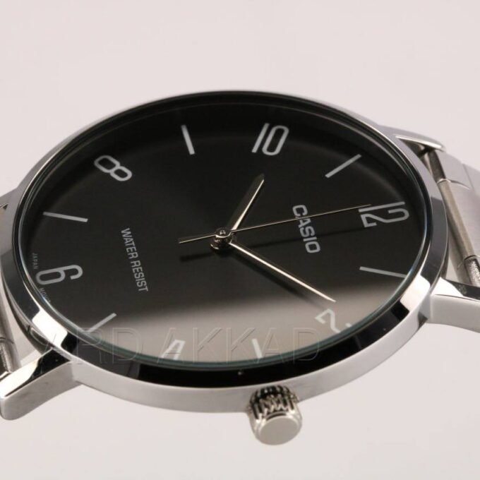 Montre CASIO Homme - MTP-VT01D-1B2UDF - Bracelet Gris En Acier Inoxydable - Résistante à l'eau - 12 Mois De Garantie