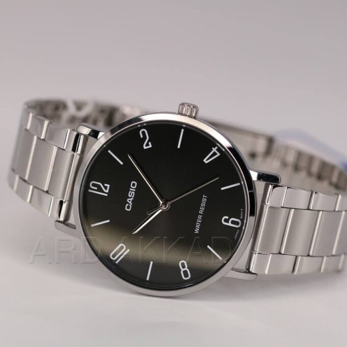 Montre CASIO Homme - MTP-VT01D-1B2UDF - Bracelet Gris En Acier Inoxydable - Résistante à l'eau - 12 Mois De Garantie