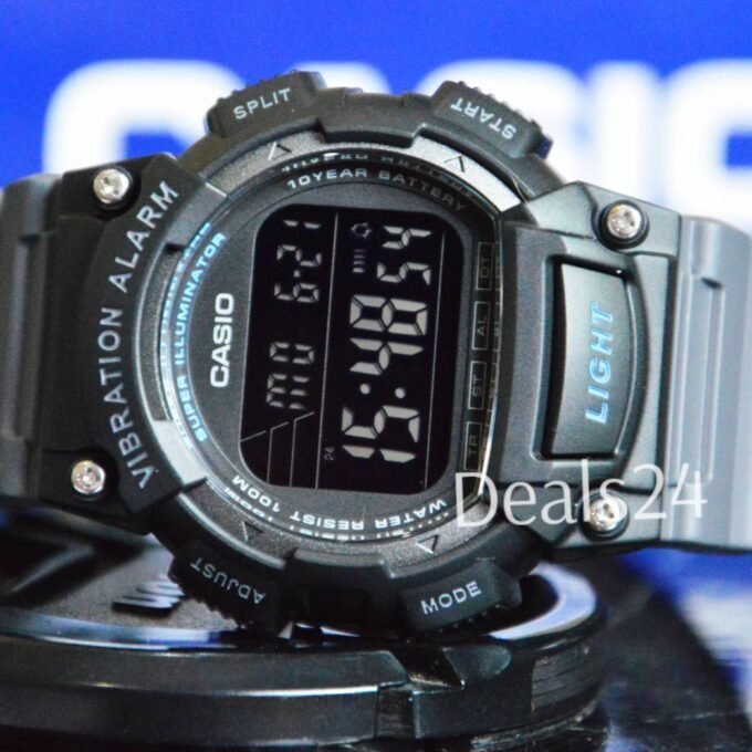 Montre Homme - Casio - Digital, Alarme Vibration, Étanche 100M, LED, Longue Autonomie - Résine - Noir - W-736H-8BVDF