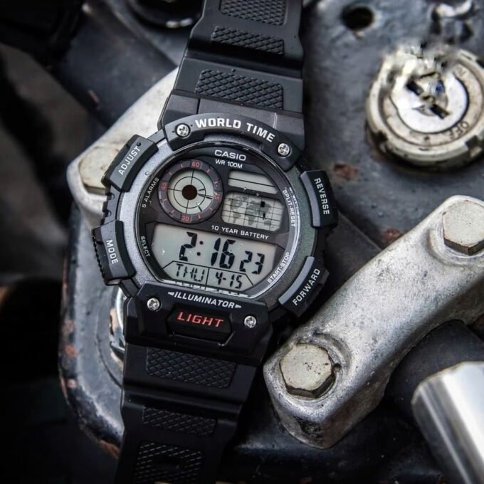 Montre Casio Homme - Bracelet Noir En Resine - Boitier En Resine - Résistante À L'Eau - 12 Mois De Garantie - Ae-1400Wh-1Avdf